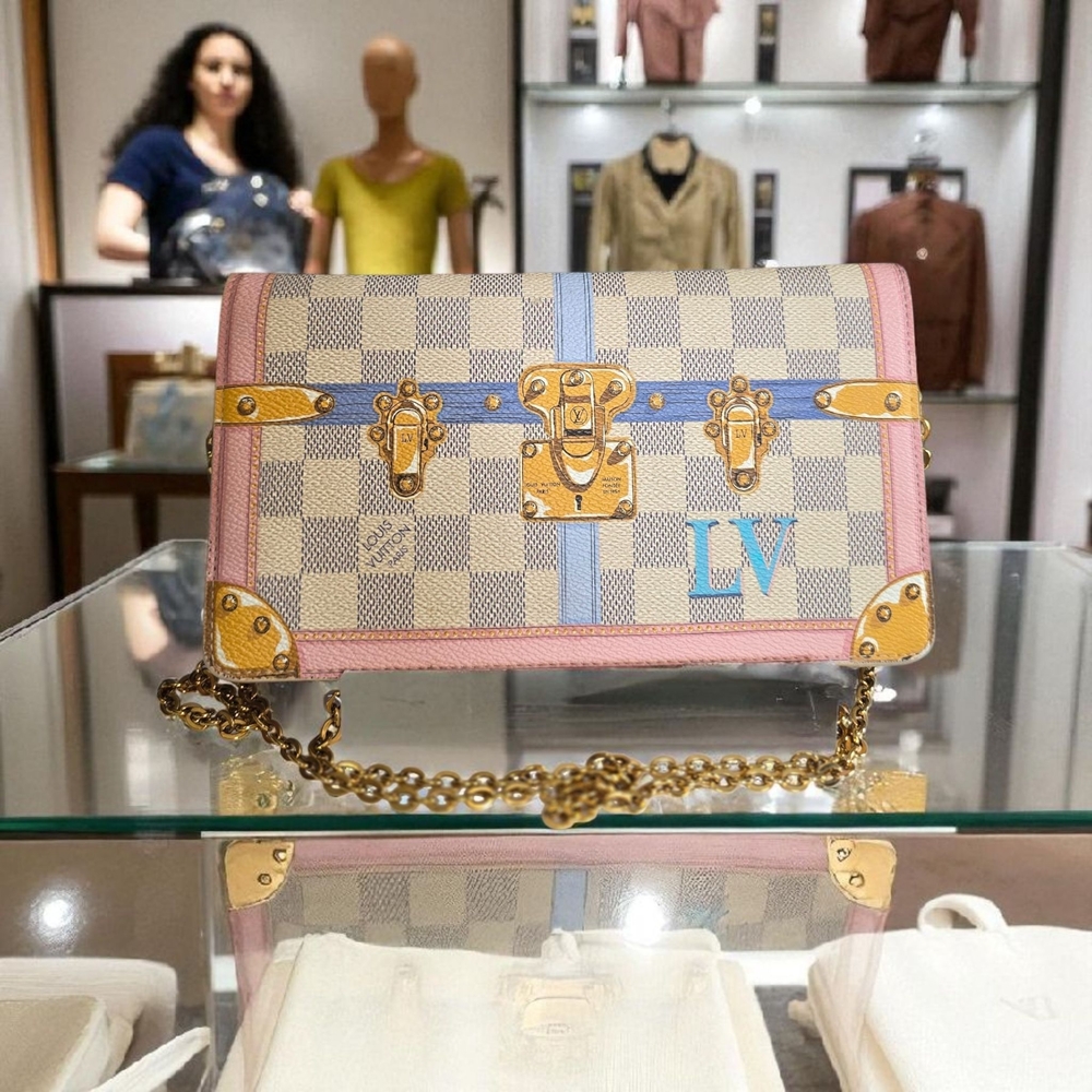 Damier Azure Coated Canvas Chain Shoulder Bag